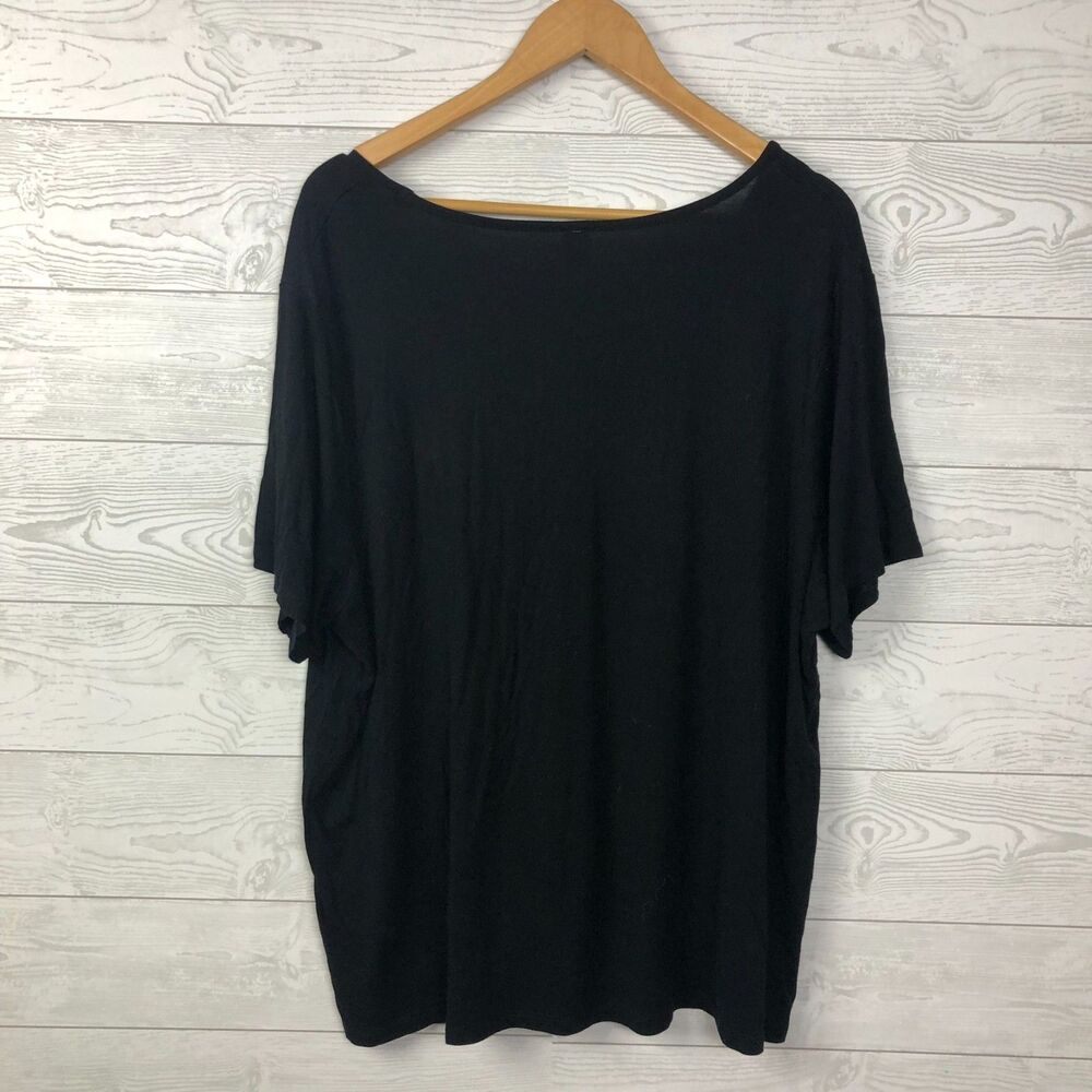 Old Navy Women's XXL Luxe Short Sleeve Tee Shirt V Neck Solid Black Casual Top - Picture 3 of 5